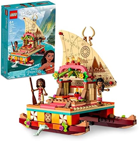 LEGO | Disney Princess Moana’s Wayfinding Boat Set, Building Toy with Moana and Sina Mini-Dolls plus a Dolphin Figure, Creative Gift for Kids, Girls and Boys Aged 6 Plus 43210